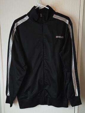 Y2k And1 Black Track Jacket with Silver Stripes -